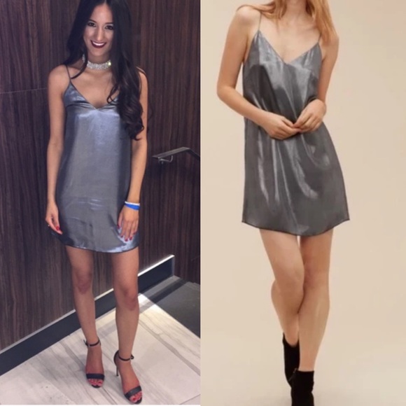 Aritzia Dresses & Skirts - Aritzia Wilfred Free Vivienne Silver Slip Dress M